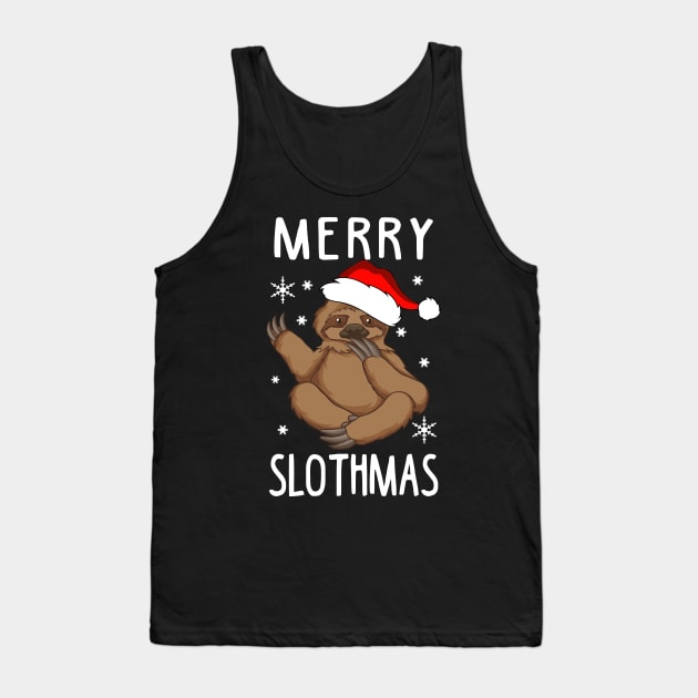 Merry Slothmas Funny Christmas Sweatshirt Tank Top by KsuAnn
